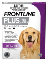 FRONTLINE PLUS FLEA & TICK SPOT ON FOR LARGE DOGS 20-40KG 3PK (PURPLE)
