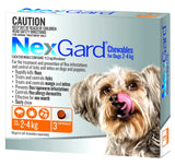 NEXGARD CHEWABLE FLEA & TICK TREATMENT VERY SMALL DOG 2 - 4KG 3PK (OR)