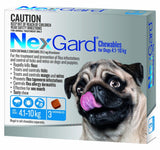 NEXGARD CHEWABLE FLEA & TICK TREATMENT SMALL DOG 4.1 - 10KG 3PK (BLUE)