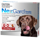 NEXGARD CHEWABLE FLEA & TICK TREATMENT LARGE DOGS 25 - 50KG 3PK (RED)