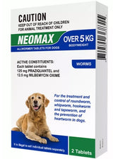 WORMER NEOMAX DOG ALLWORMER TABLETS OVER 5KG 2PACK NEOVE FP032-2-1
