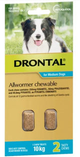 WORMER DRONTAL 2 CHEWABLE TREATS FOR MEDIUM DOGS 3 - 10 KG 462408