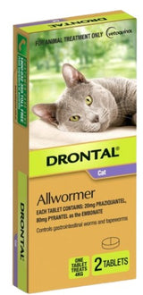 WORMER DRONTAL FOR CATS TWIN PACK EACH TABLET TREATS 4KG 462418