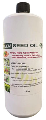 NEEM SEED OIL 1LT 100% PURE COLD PRESSED NO BUGS NB-NS01