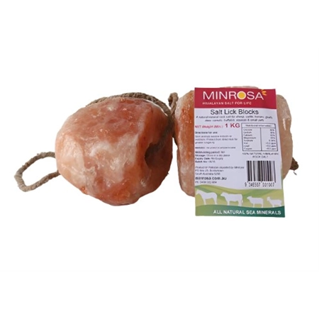 1KG SALT LICK MINROSA HIMALATAN HORSE SALT LICK ON ROPE HB004