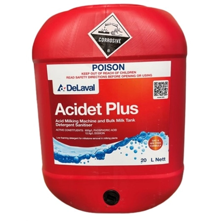 ACIDET PLUS 20LT LOW FOAMING ACID SANITISER DELAVAL 00090