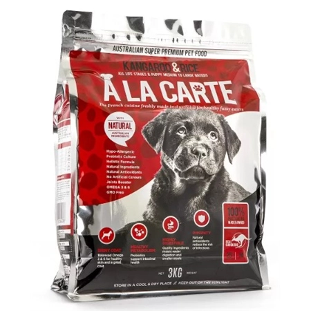 A LA CARTE KANGAROO AND RICE DRY DOG FOOD 3KG