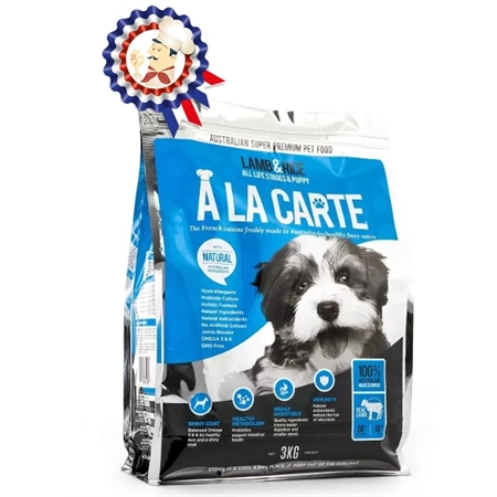 A LA CARTE PUPPY LAMB AND RICE DRY DOG FOOD 3KG