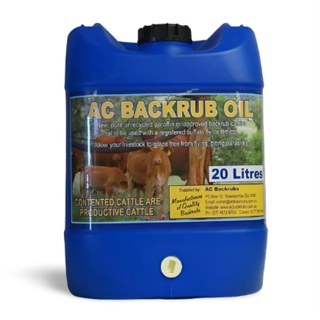 BACKRUBBER OIL 20LT AUSTRALIAN CATTLE BACKRUBS ACA 20LT