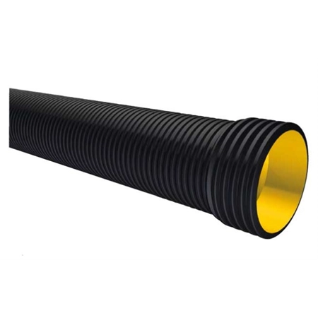 BLACK MAX RIBBED DRAINAGE PIPE 225MM X 6M POLY IPLEX GR8225