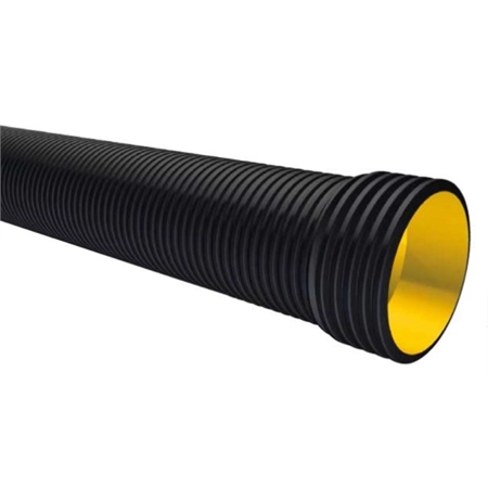 BLACK MAX RIBBED DRAINAGE PIPE 375MM X 6M POLY IPLEX GR8375