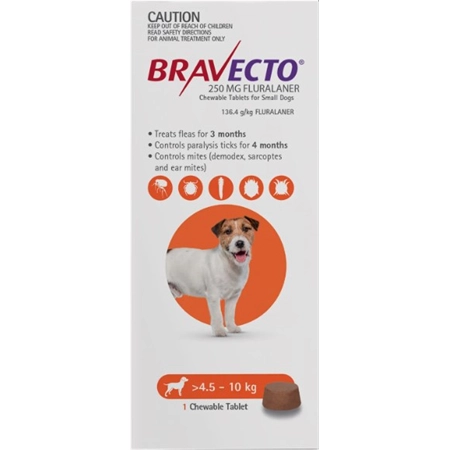 BRAVECTO 4.5-10KG DOG, SINGLE CHEWABLE TREAT (ORANGE) 100670212