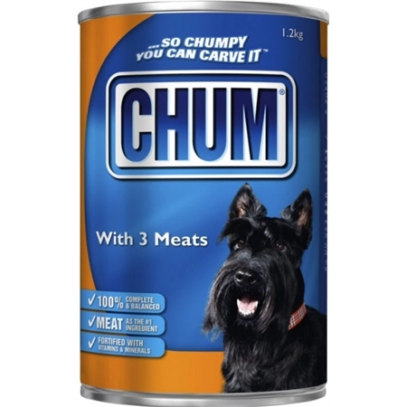 CHUM WITH THREE KINDS OF MEAT 1.2KG x 12 CANNED DOG FOOD 174236