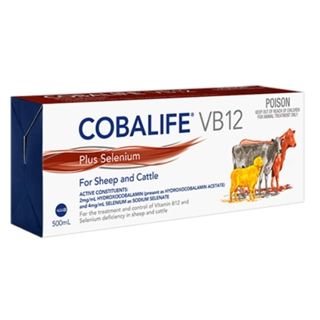 COBALIFE VB12 + SELENIUM FOR SHEEP & CATTLE 500ML INJECTION ELANCO