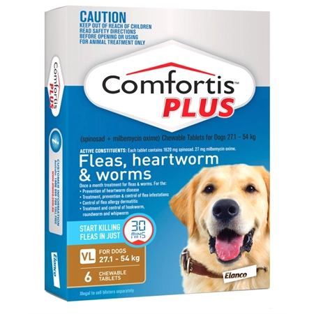 COMFORTIS PLUS FLEA & WORM TREATMENT FOR DOGS 27.1 - 54KG 6PK (BROWN)