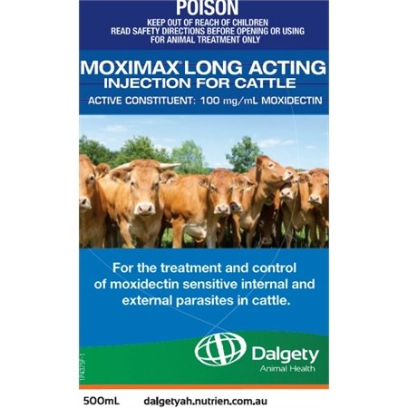 DALGETY MOXIMAX LA INJECTION FOR CATTLE 500ML 10082036