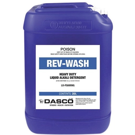 DASCO REV-WASH 20LT ALKALINE LOW FOAM DAIRY DETERGENT RW20