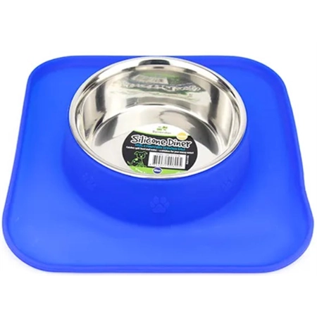 DOG BOWL STEEL WITH SILICON MAT 540ML BAINRBRIDGE A7254-BL