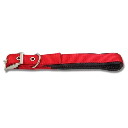 DOG COLLAR WEBBING PADDED 55CM RED BAINBRIDGE A7010-R