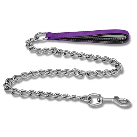 DOG LEAD CHAIN WITH PADDED HANDLE 4MM X 1M PURPLE BAINBRIDGE A7206-PU