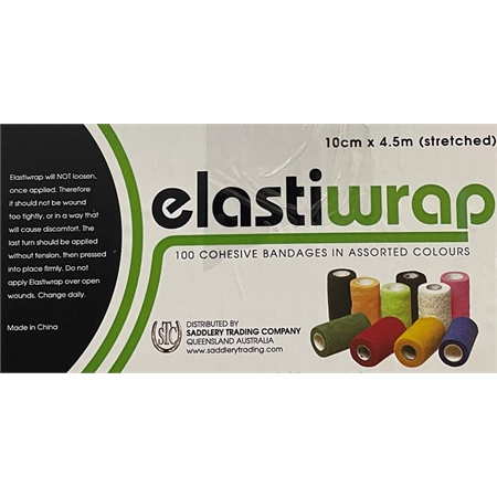 DRESSING ELASTIWRAP COHESIVE BANDAGE 10CM X 4.5M ASSORTED STC