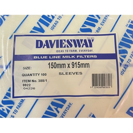 FILTER SLEEVES 150MM X 915MM #0388/1 (100 PACK) DAVIESWAY 0388/1
