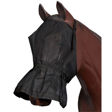 FLY MASK HORSEMASTER WITH SKIRT NOSE BLACK FULL STC STB2696F BK