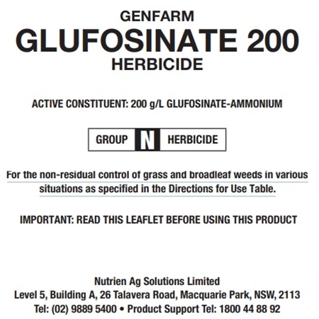 GENFARM GLUFOSINATE 200 G/L 1000LT HERBICIDE 100727978