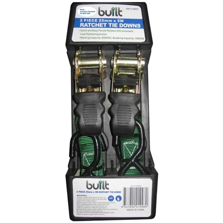 GRIP RATCHET TIE DOWN TWIN PACK 25MM X 4.5M ELECTASERV 