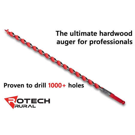 HARDWOOD AUGER 16MM X 450MM ROTECH HA16450