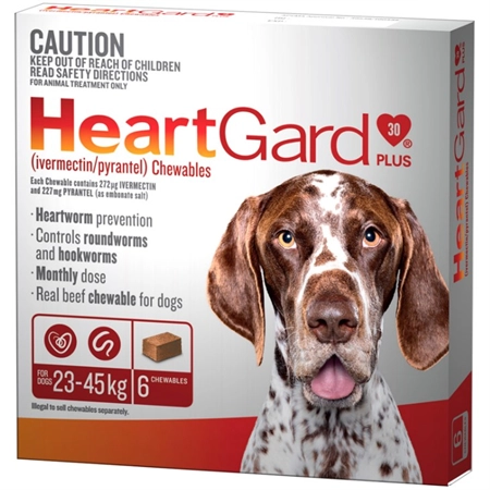 HEARTGARD PLUS CHEWABLES FOR DOGS 23-45KG 6 PACK (BROWN) 141361