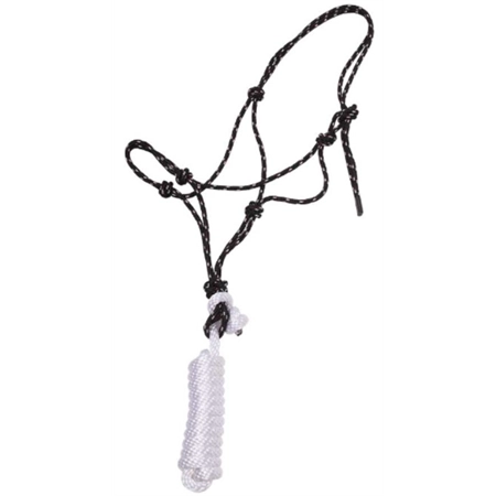 HORSE HALTER KNOTTED ROPE HALTER WITH LEAD BLACK ZILCO 540851