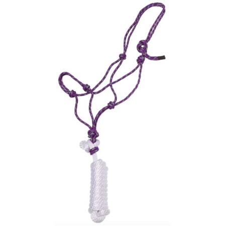 HORSE HALTER KNOTTED ROPE HALTER WITH LEAD PURPLE ZILCO 540856