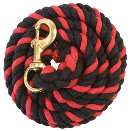HORSE LEAD POLY COTTON BLACK/RED WITH SWIVEL SNAP 2.13M STC