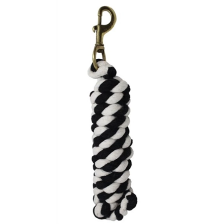 HORSE LEAD POLY COTTON BLACK/WHITE WITH SWIVEL SNAP 2.13M STC