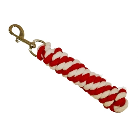 HORSE LEAD POLY COTTON RED/WHITE WITH SWIVEL SNAP 2.13M STC
