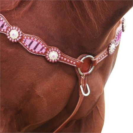 HORSE NAVAHO ZEBRA WESTERN BREASTPLATE PINK COB NATEQ 9172 WE