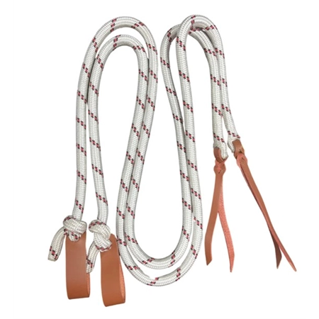 HORSE REINS NAVAHO DOUBLE SPLIT ROPE REINS WHITE 14MM NATEQ 3623 BR