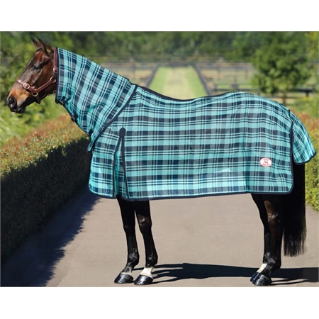 HORSE RUG PVC SHADE MESH COMBO TURQ & NAVY 5'6