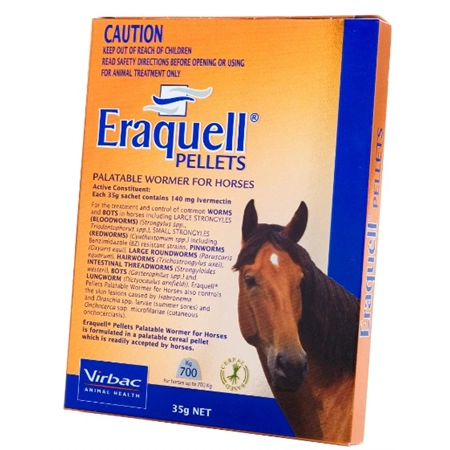 HORSE WORMER ERAQUELL PELLETS 30GM VIRBAC ERAQL035