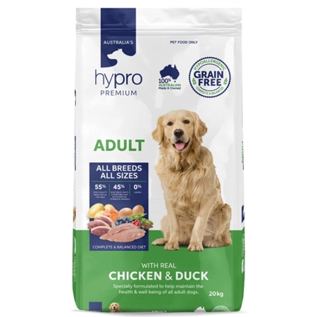 HYPRO PREMIUM GRAIN FREE ADULT DRY DOG FOOD CHICKEN & DUCK 20KG 1237