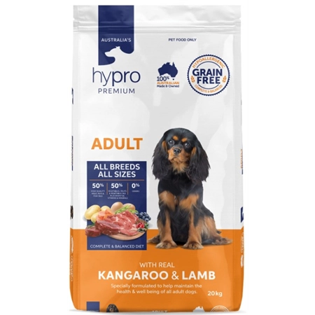 HYPRO PREMIUM GRAIN FREE ADULT DRY DOG FOOD KANGAROO & LAMB 20KG 1244