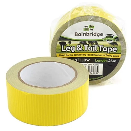 LEG & TAIL TAPE YELLOW 25M TEMPORARY IDENTIFICATION BAINBRIDGE A2289