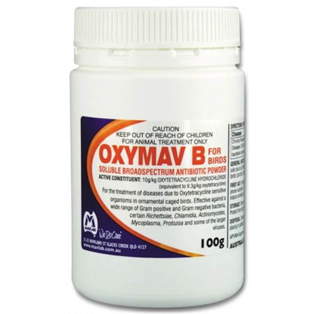 MAVLAB OXYMAV B FOR BIRDS BROAD SPECTRUM ANTIBIOTIC POWDER 100GM 16128