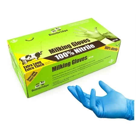 MILKING GLOVES NITRILE LONG THICK LARGE BAINBRIDGE A2267