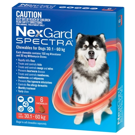 NEXGARD SPECTRA DOG 30.1 - 60KG  6 PACK (RED) 143068