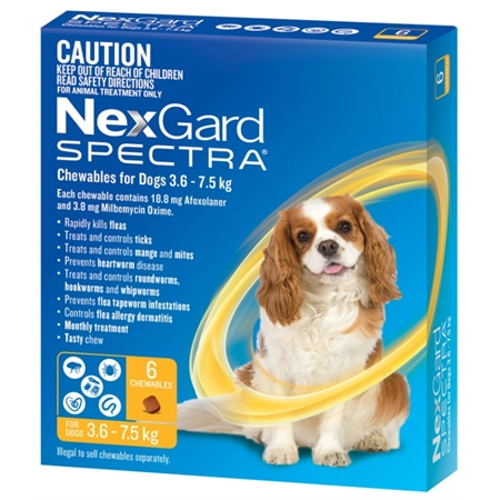 NEXGARD SPECTRA DOG 3.6-7.5KG 6PACK (YELLOW) 143065