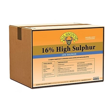 OLSSON HIGH SULPHUR 16% 40KG BLOCKS FOR CATTLE & SHEEP OLS0619