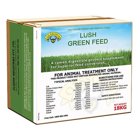 OLSSON LUSH GREEN FEED BLOCK 18KG FOR CATTLE & SHEEP OLS2761