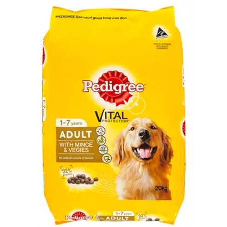 PAL PEDIGREE MINCE & VEGETABLE DRY DOG FOOD 20KG 174179